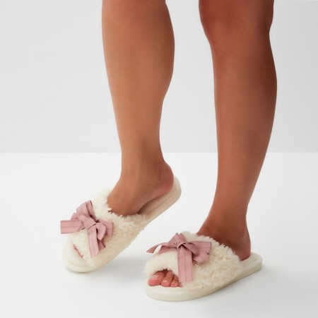 Women's slippers with an open nose, size 36-37, pink bow-6
