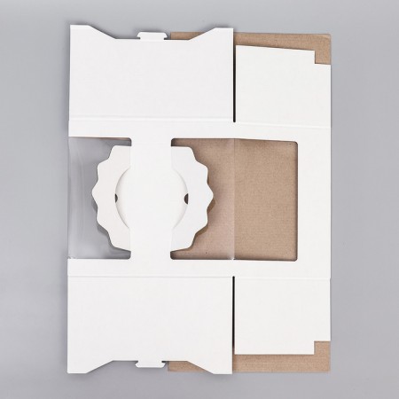 Box for cake 2 windows, with handles, white, 23 x 23 x14 cm-4