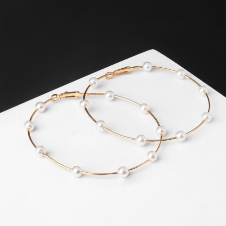Bus-rings “Beads”, ball 6, white color in gold, d = 7 cm-2