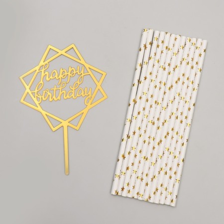 Set of dishes "Happy Birthday", golden stars-3