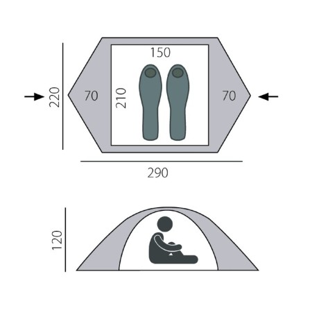 Btrace Point 2+ tent, two-layer, 2-seater, green color-3