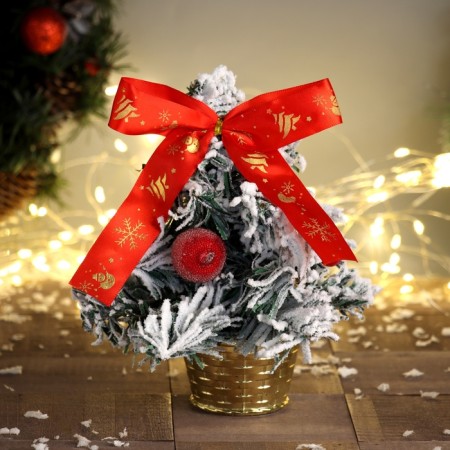 Christmas tree decor "Festival, in a pot" bow apples, 22 cm