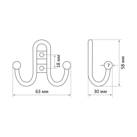 Hook furniture tundra TKD016, two -rod, chrome, 4 pcs TMP-4