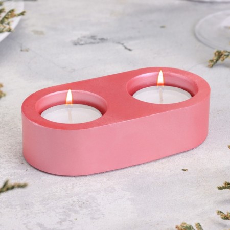 Gypsum Climber from gypsum for two candles oval, 12x6x3cm, pink