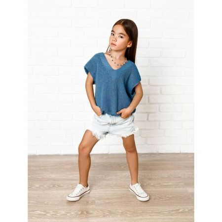 Vest for girl Knit height 122 cm, blue color-2