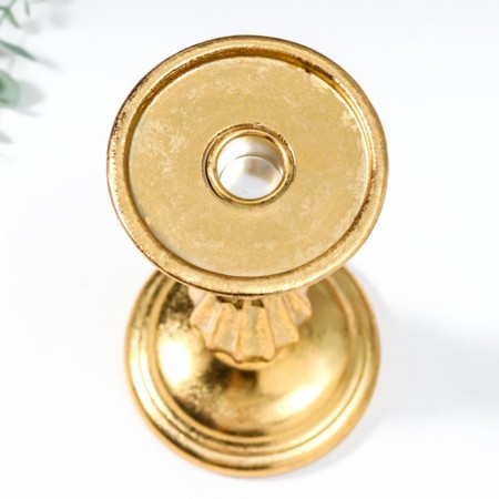 Polystone candlestick for 1 candle "Column with wax" gold 23x12x12 cm-2