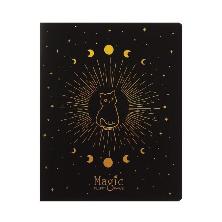 Notebook of 48 sheets in the Meshu Black Cat cage, cover coated cardboard, matte lamination, foil embossing, offset block, mix-4