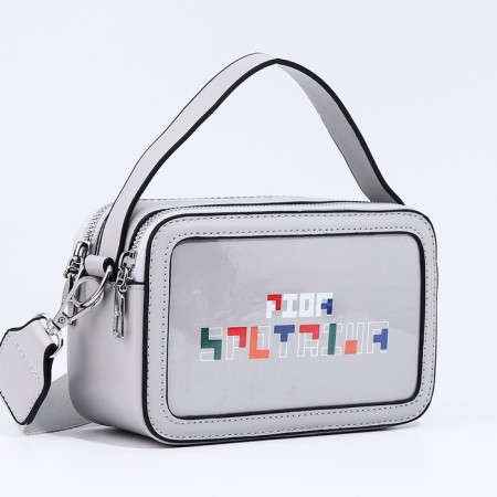 Bag Cross-Bodi with a zipper, gray color-2