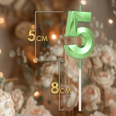 Candle in the cake on the skewer "Fine", the number "5", the emerald, 5 cm-1