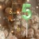 Candle in the cake on the skewer "Fine", the number "5", the emerald, 5 cm