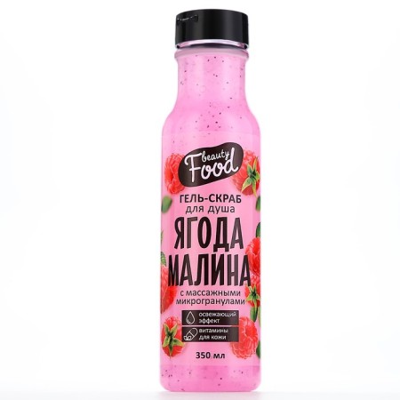 Sugar shower gel-scrub, 350 ml, raspberry aroma, Beauty Food-1