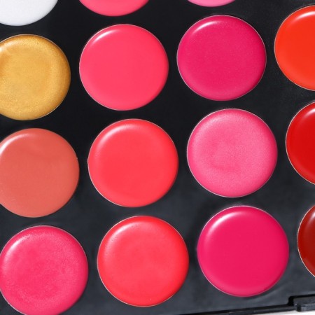 A set of decorative cosmetics (shadows for the eyelids, blush, lip gloss, correctors)-11