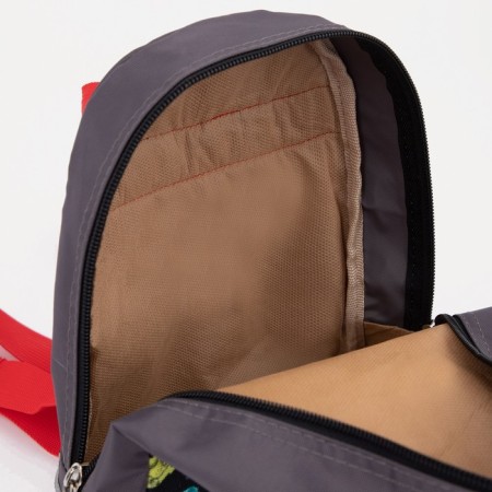 Baby backpack on a zipper, a reflective strip, gray color-4