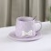 Tea couple ceramic with a spoon "Bow", 2 items: mug 350 ml, saucer d = 15 cm, lilac color
