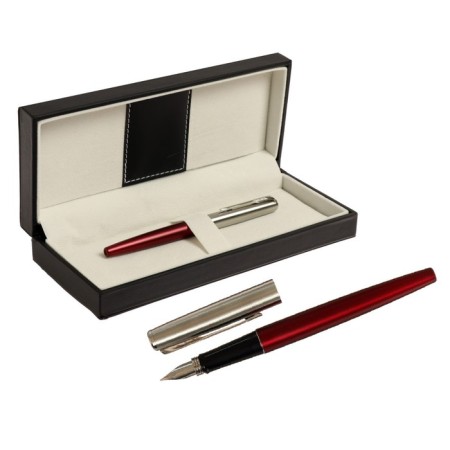 Gift feathers in the leatherette case, Bordeaux body with silver