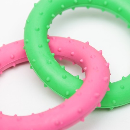 Chewing toy Superproof "Two Rings", Green/Pink-3