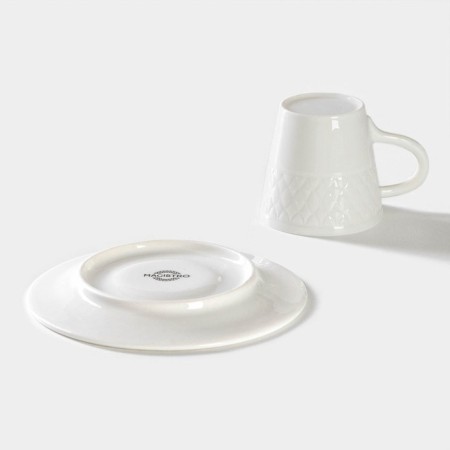 Coffee steam porcelain Magistro Argos, 2 items: a cup 100 ml, a saucer d = 15 cm, white color-3