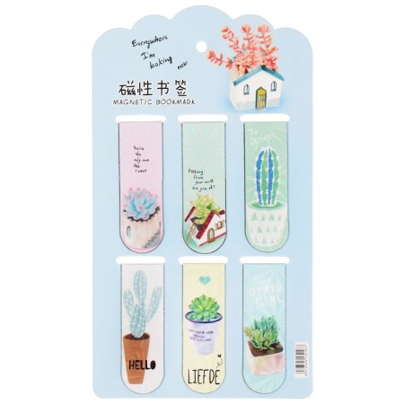 A set of magnetic bookmark for books Calligrata 6 pieces, "Plants", mix-3