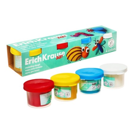 Modeling dough 4 colors, 140g, erichkrause "Baby", with aloe vera, natural components-1