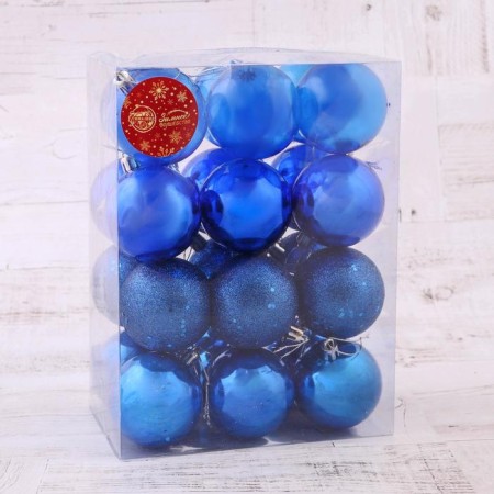 Set of balls plastic D-6 cm, 24 pcs "Dalia" blue-1