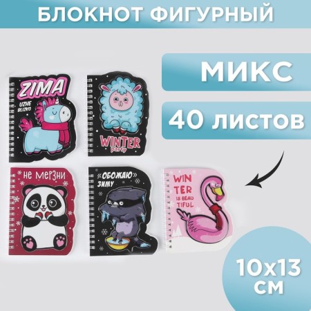 Notepad with a figure element "Winter characters", 40l Mix