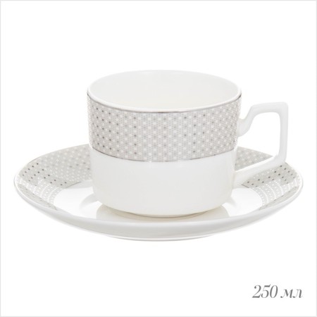 Tea Service Wy Eternal, 12 items, mug 250 ml 6 pcs, saucer 6 pcs, porcelain-1