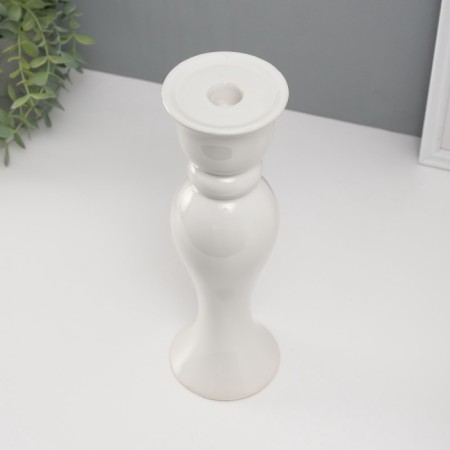 Ceramics candlestick per 1 candle "VULAL" D = 1.5 cm white 9.8x9.8x30.5 cm-2