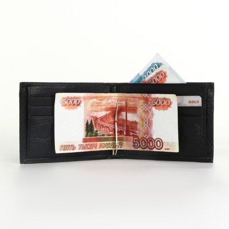 Male purse for magnet, clip for bills, separation for SIM cards, black color-5