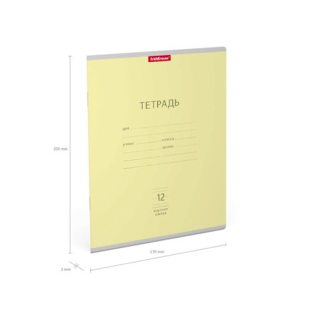 Notebook 12 sheets in the large cage of Erichkrause "Classic", cover coated cardboard, OFSET block, yellow-8