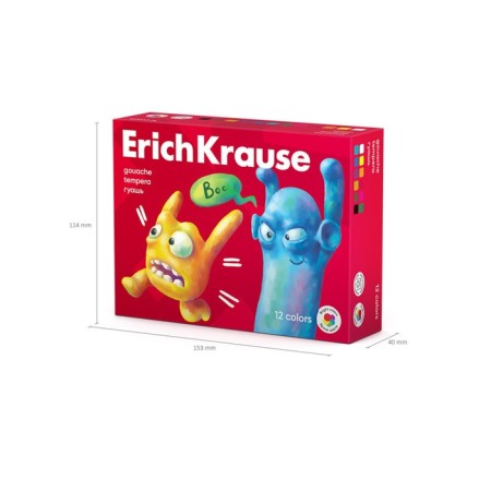 Gouache 12 colors x 20 ml, erichkrause "Jolly Friends", in cardboard packaging-3