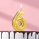 Candle for the Cake "Flowerers", number "6", golden