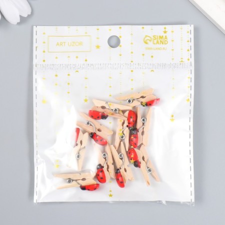 Decor for creativity Tree "clothespin with God's cow" (set 10 pcs) 2.6x1 cm-4