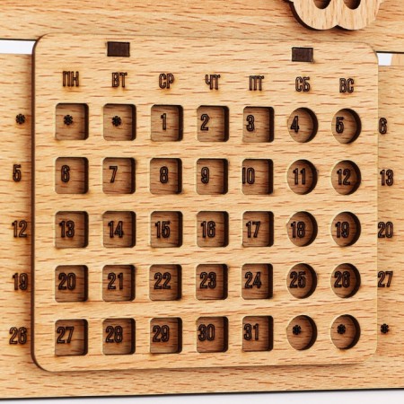 Eternal calendar "Sweet Home" wooden, 17.5 x 17 cm-3