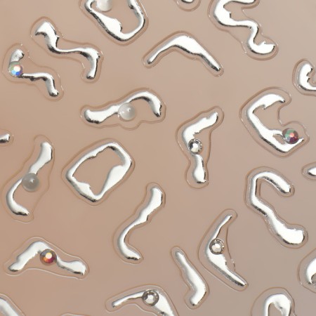 Nail stickers "glare", voluminous, silver color-1