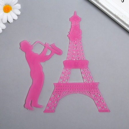The phosphorus sticker "Eiffel Tower and Saxophonist" with adhesive. Podush. set 2 pcs Mix 29.5x25 cm 788219-5