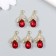 Decor for creativity metal, rhinestones "Two leaves with crystal" gold, red 1.1x2.1 cm