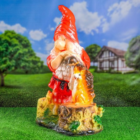 Garden figure "Dwarf with squirrel" large 20x40x75cm-6