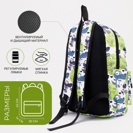 School backpack from lightning textiles, external pocket, penalty, green color-8