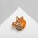 Brooch "Fox" shiny, white-pink color in gold