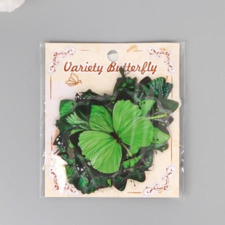 PVC stickers "Green butterflies" set 40 pcs 8x7 cm-3