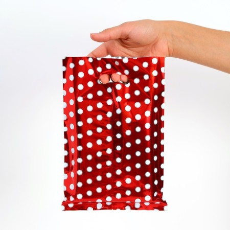 Gift, metallized, "peas" red 17x25 cm, 20 microns 10 pcs set-1