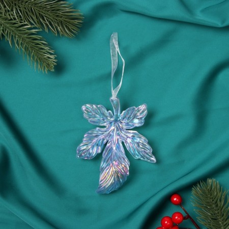 Christmas tree decoration "Magic leaf" 11.5x8 cm, purple overflows