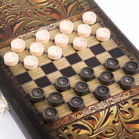 Backgammon "lion and tiger", wooden board 40 x 40 cm, with a field for playing checkers-2