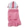 Knitted dress with a striped hood, ds 30 cm, pink