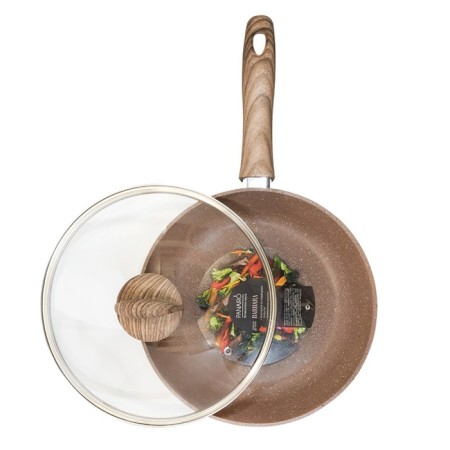Deep frying pan Panairo Barbara, removable handle Soft-Touch, with a lid, D = 28 cm