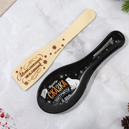 Gift set New Year's “Happiness knocks on the house”: a spoon stand, spatula-4
