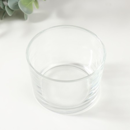 Glass of glass for 1 candle "Round" transparent 8x8x6 cm-2