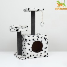Cat house with a claw, square, 3x-storey, 35 x 45 x 75cm, carpet, mix of flowers