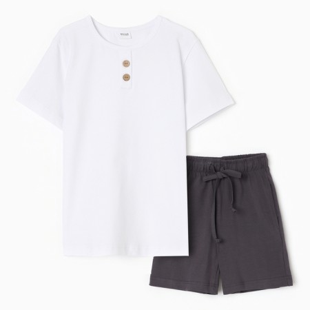 Set for a boy (T -shirt, shorts) minku white color/graphite, height 140-5