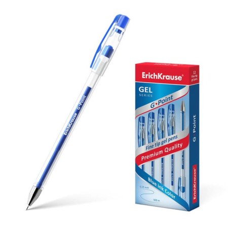 Gel pen Erichkrause G-Point, blue ink, node 0.38 mm, letter line length 500 meters